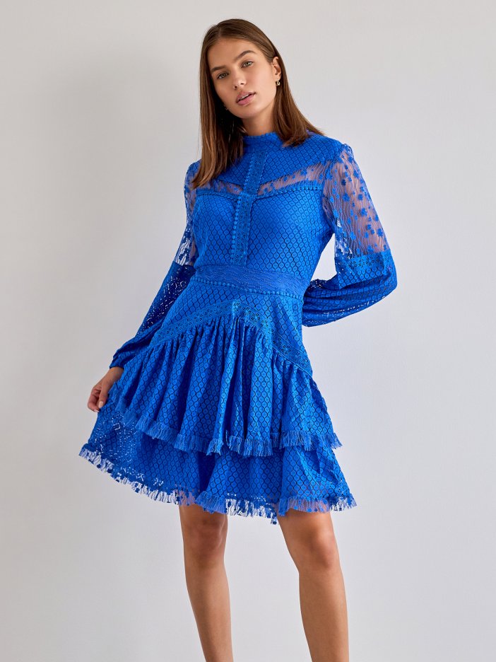 Modré čipkované šaty Josslyn