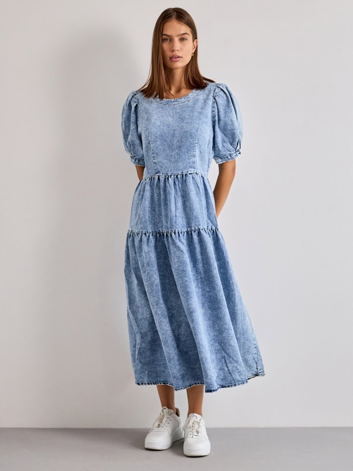 Modré rifľové šaty Debbie