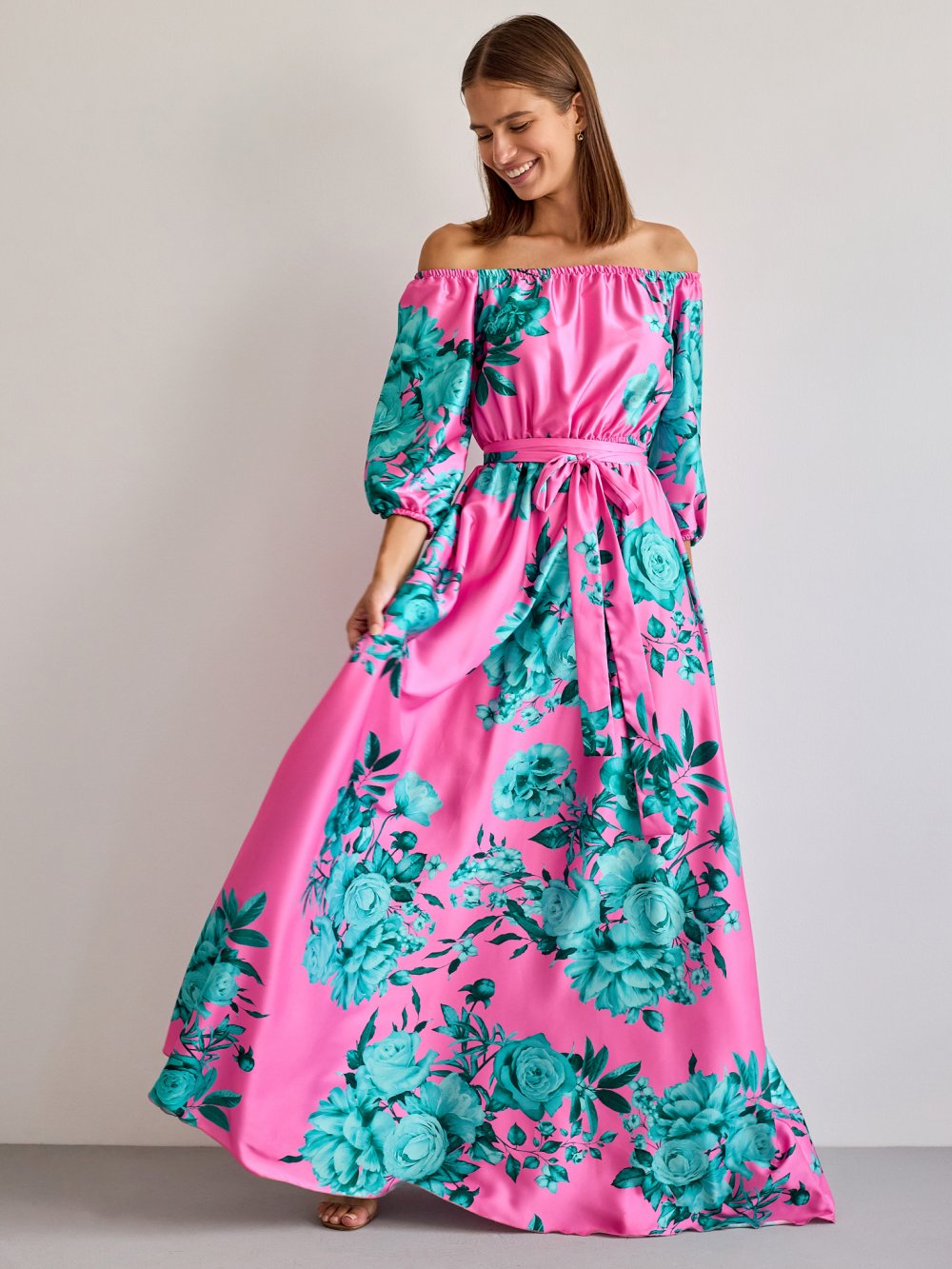Růžové květované šaty Klara