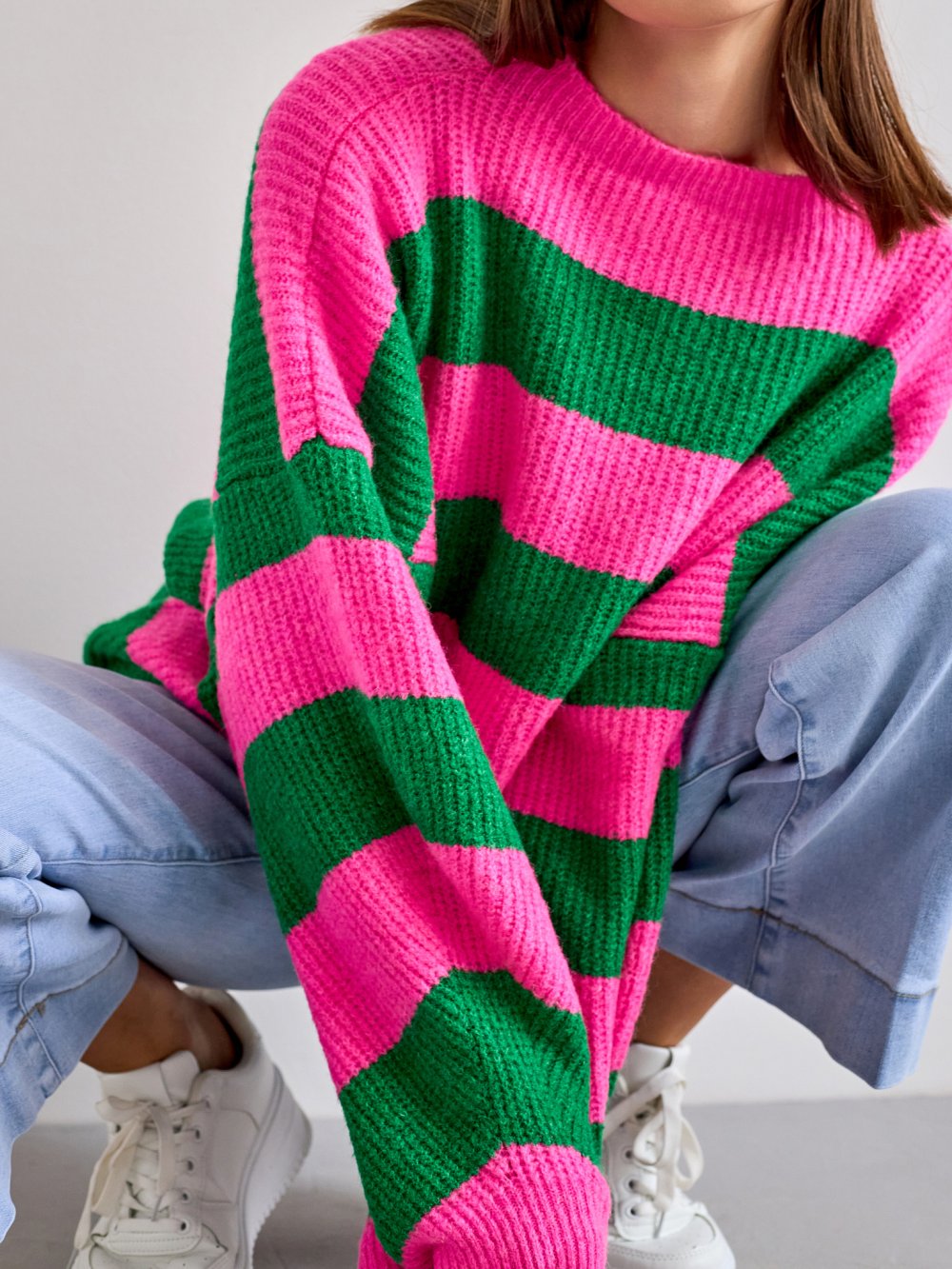 Růžovo-zelený páskavý svetr Aldo