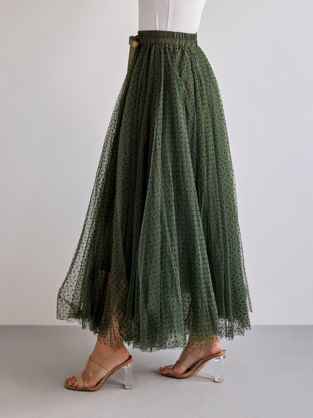 Tmavě zelená tylová sukně Aria
