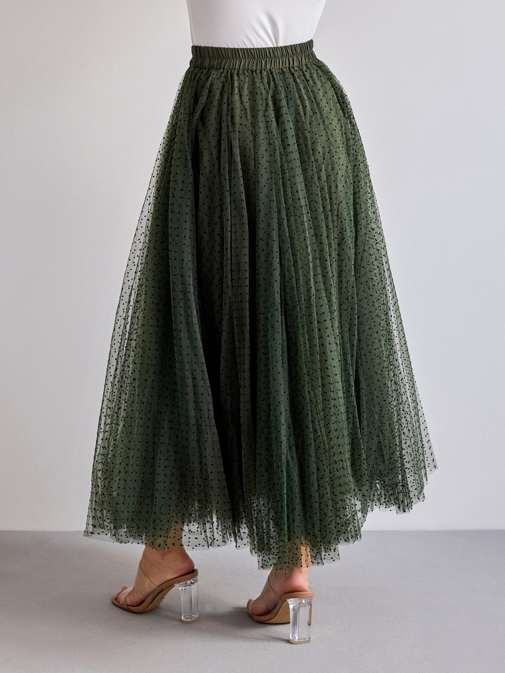 Tmavě zelená tylová sukně Aria