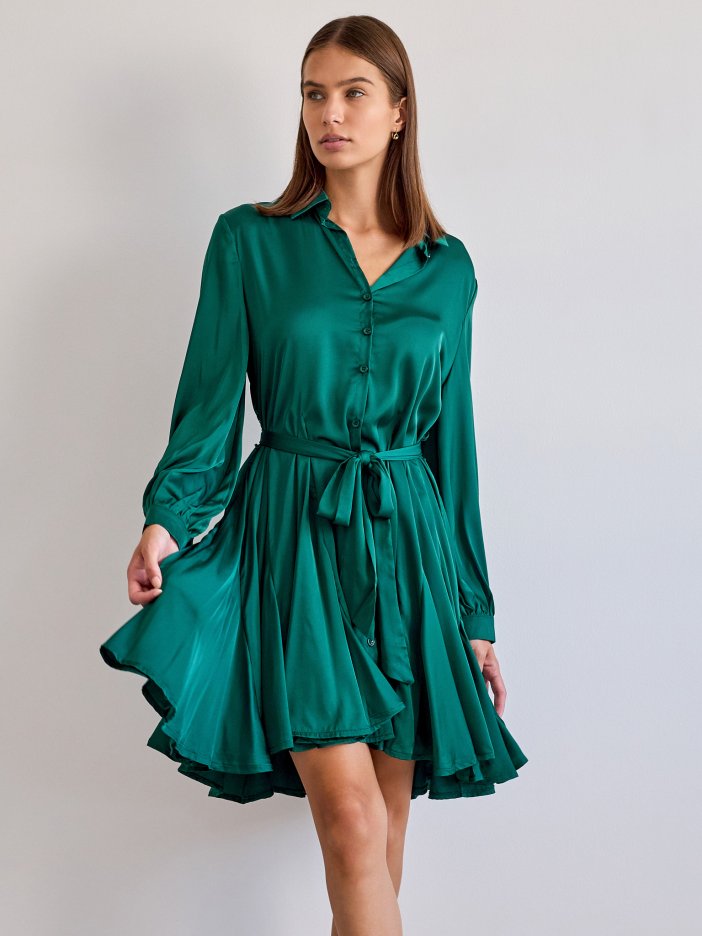Zelené saténové šaty Ruby
