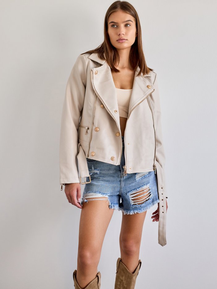Beige leather jacket Lucca