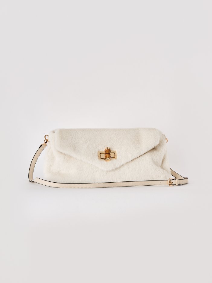 White fluffy purse Mizzi