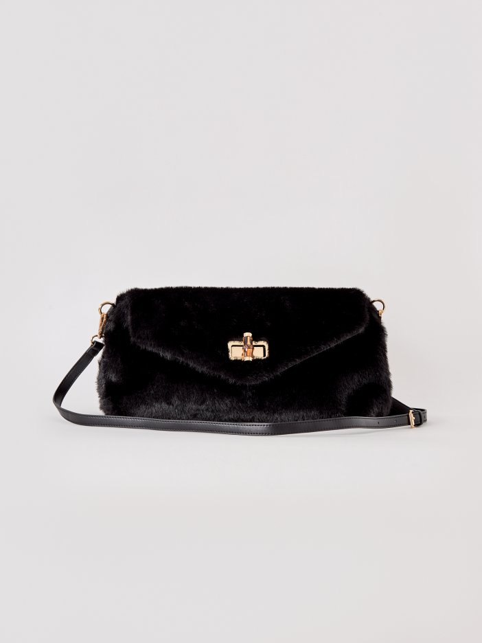 Black fluffy purse Mizzi