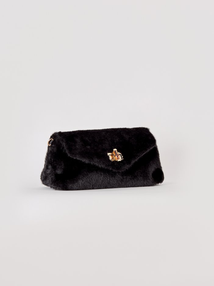 Black fluffy purse Mizzi