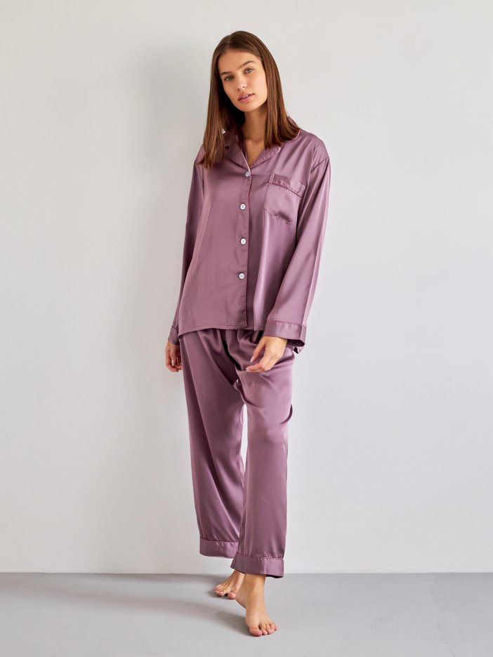 Fialové saténové pyžamo Dream