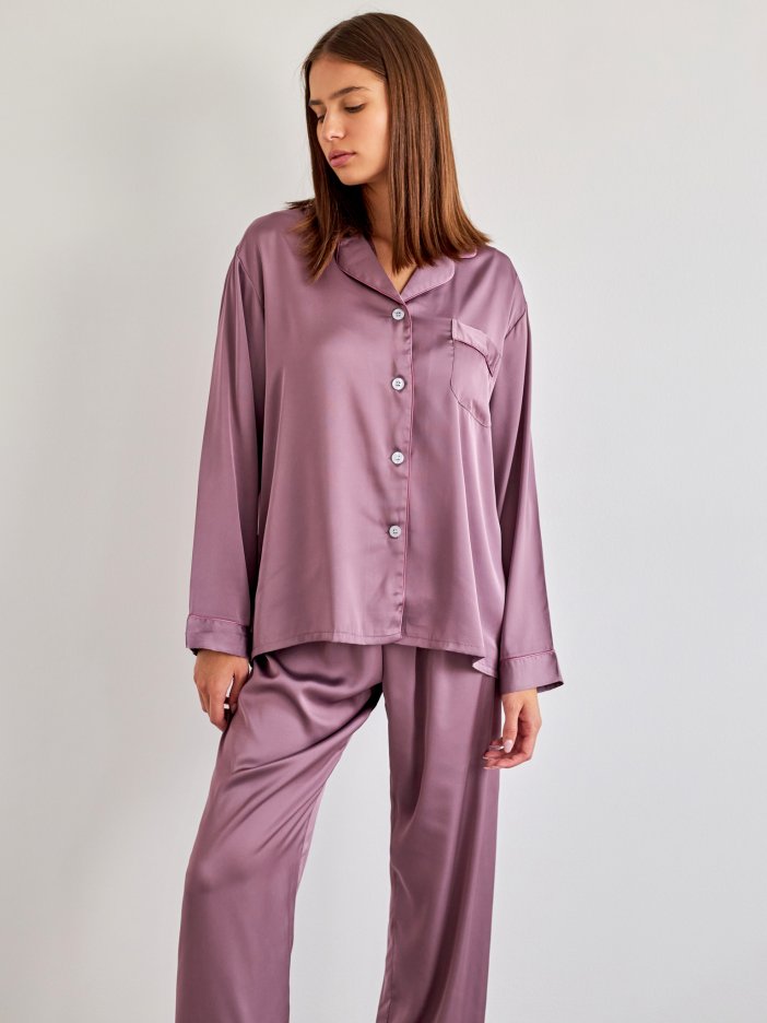 Fialové saténové pyžamo Dream