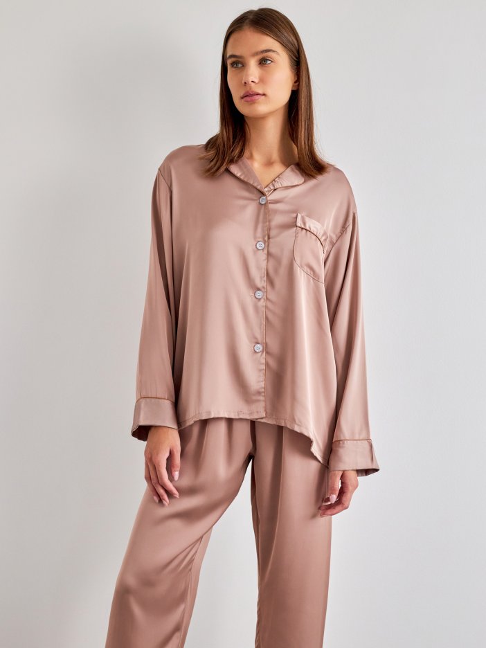 Hnedé saténové pyžamo Dream