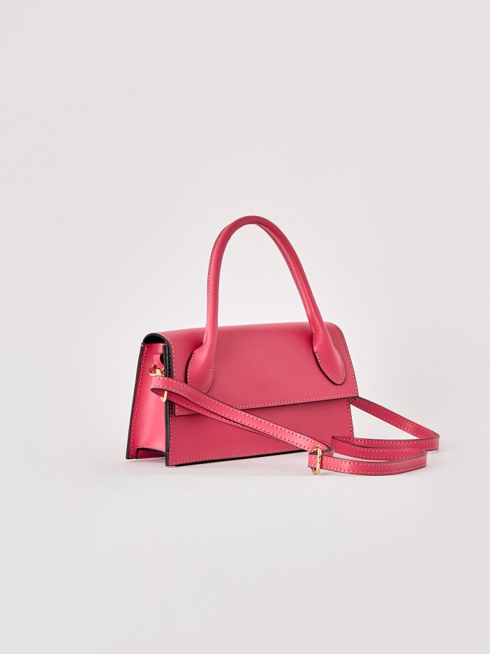 Růžová kožená kabelka Melisa