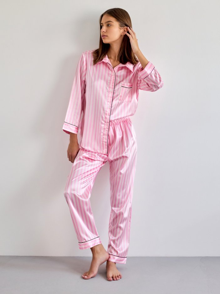 Ružové saténové pyžamo Poly