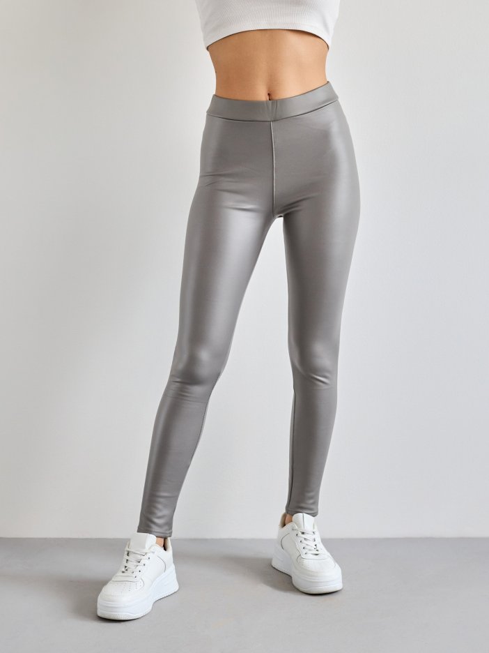 Grey leather leggings Tina
