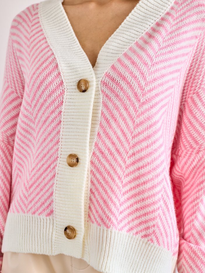 Bielo-ružový sveter Adrienne