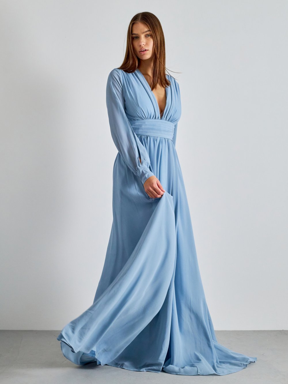 Bledě modré společenské šaty Perine