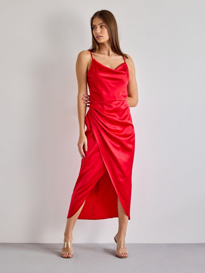 Červené saténové šaty Candy