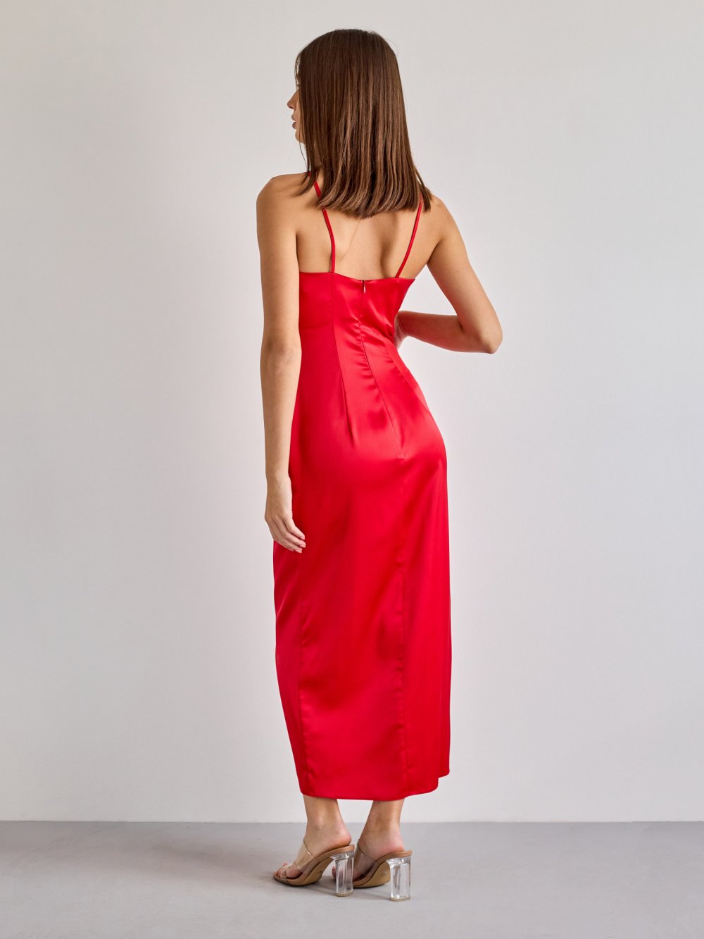 Červené saténové šaty Candy