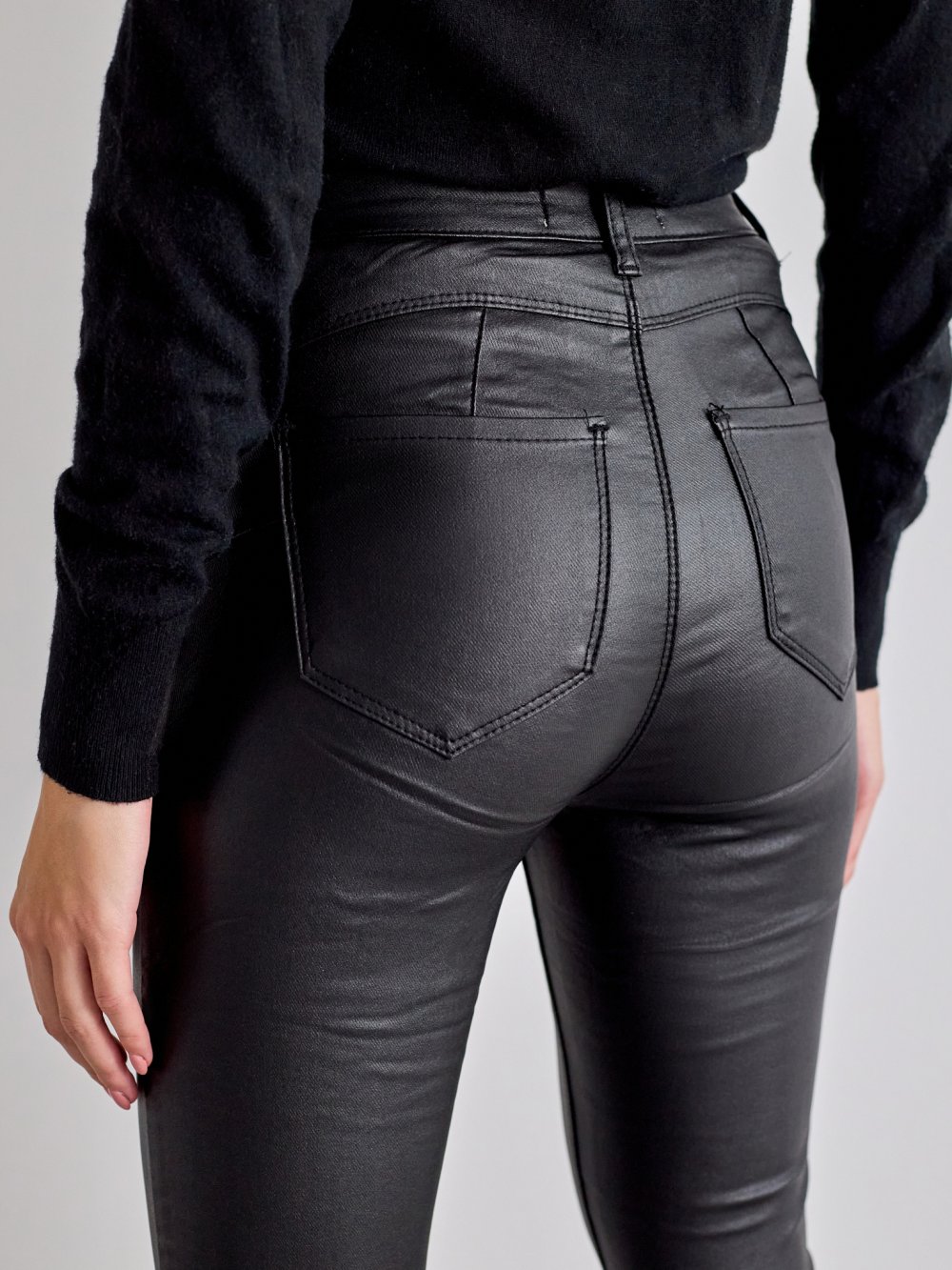 Černé kožené kalhoty Sandy