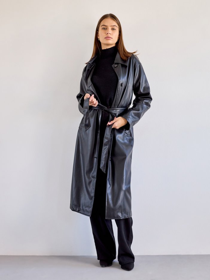 Čierny kožený kabát Ben