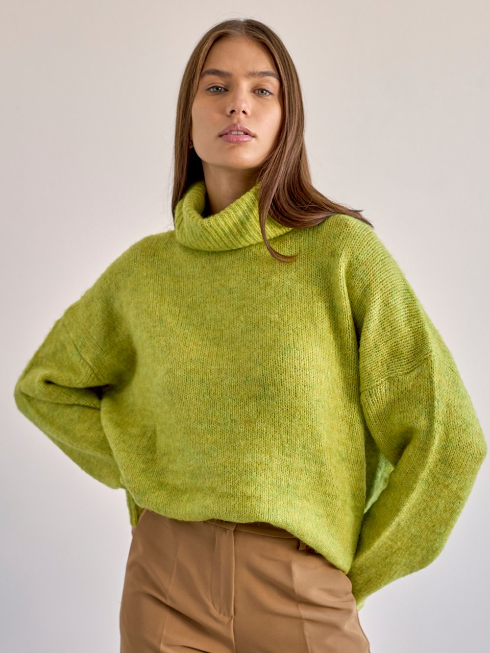 Limetkový pletený svetr Bery