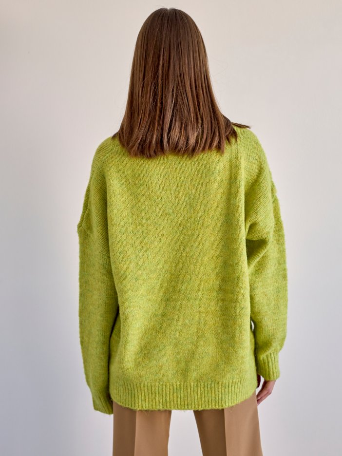 Limetkový pletený svetr Bery