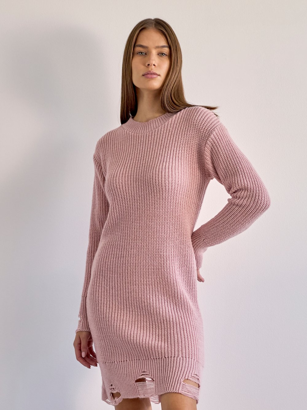 Růžové pletené šaty Viola