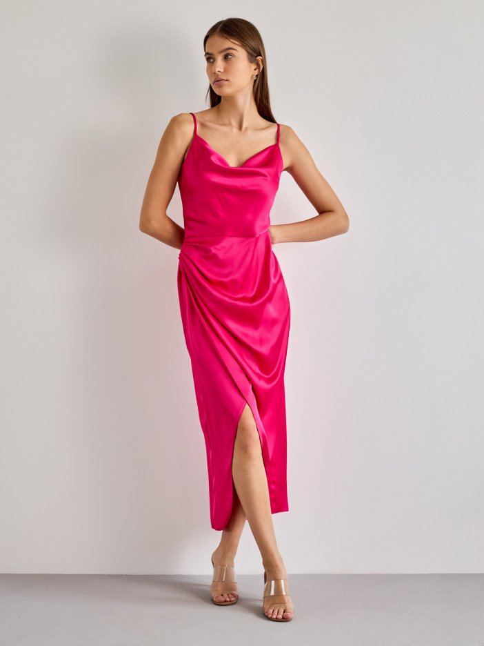Růžové saténové šaty Candy
