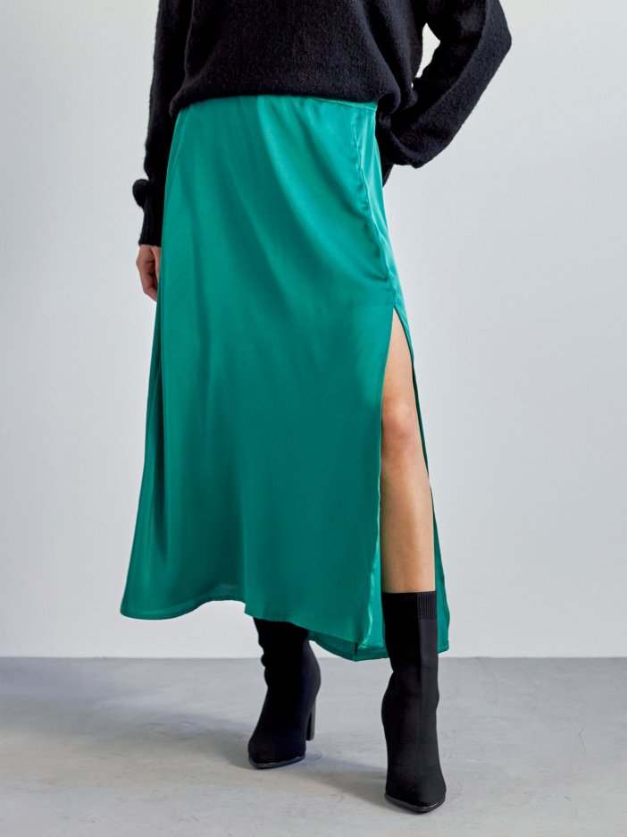 Zelená saténová sukňa Paola