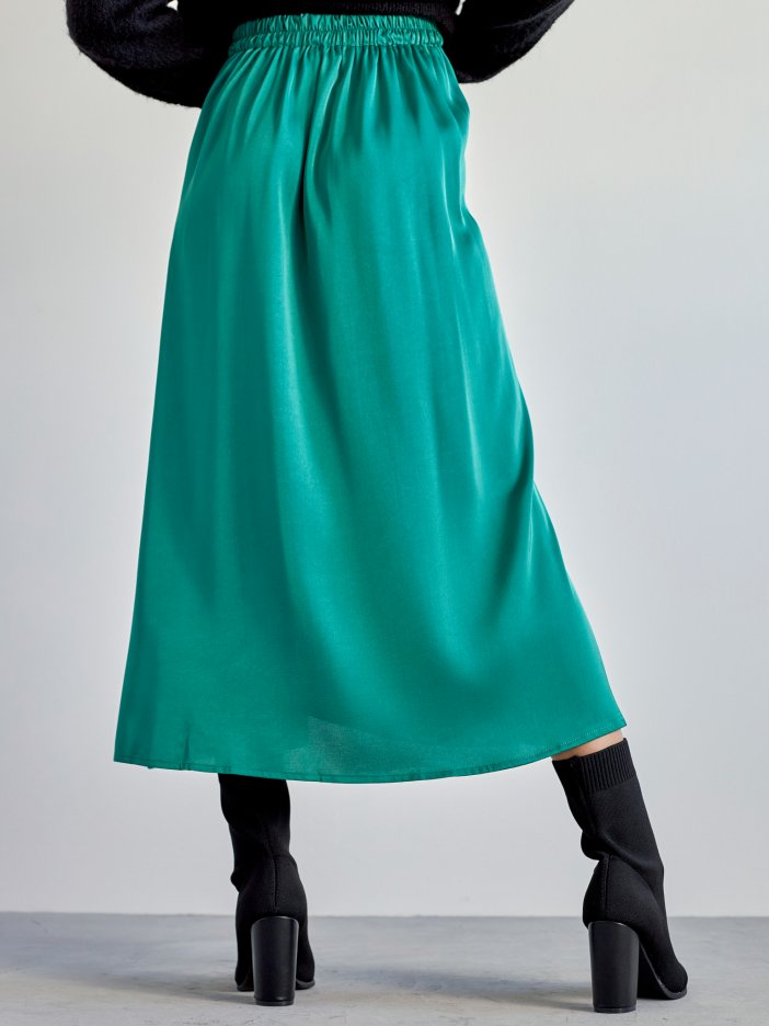 Zelená saténová sukně Paola