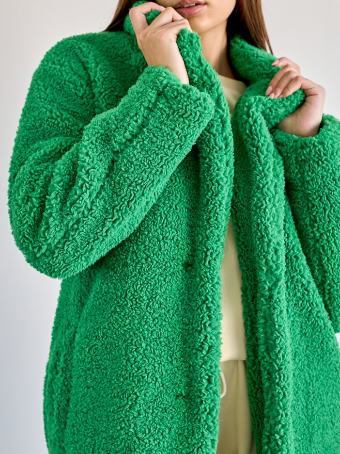 Zelený teddy kabát Yves