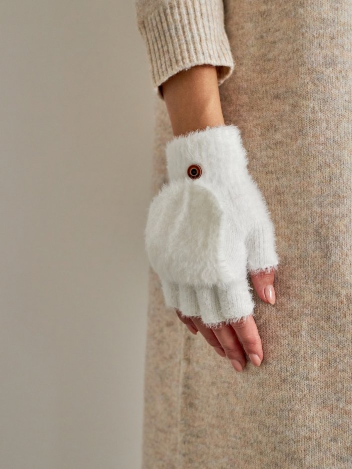 Biele rukavice Fluffy