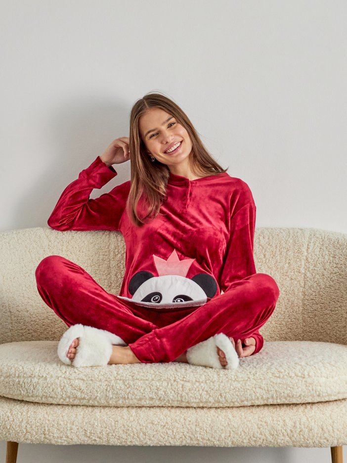 Bordó pyžamo Panda