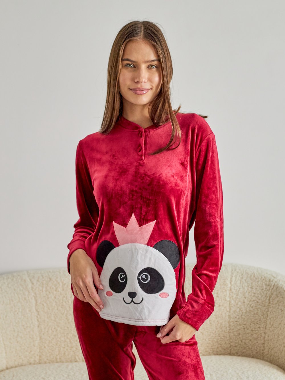 Bordové pyžamo Panda