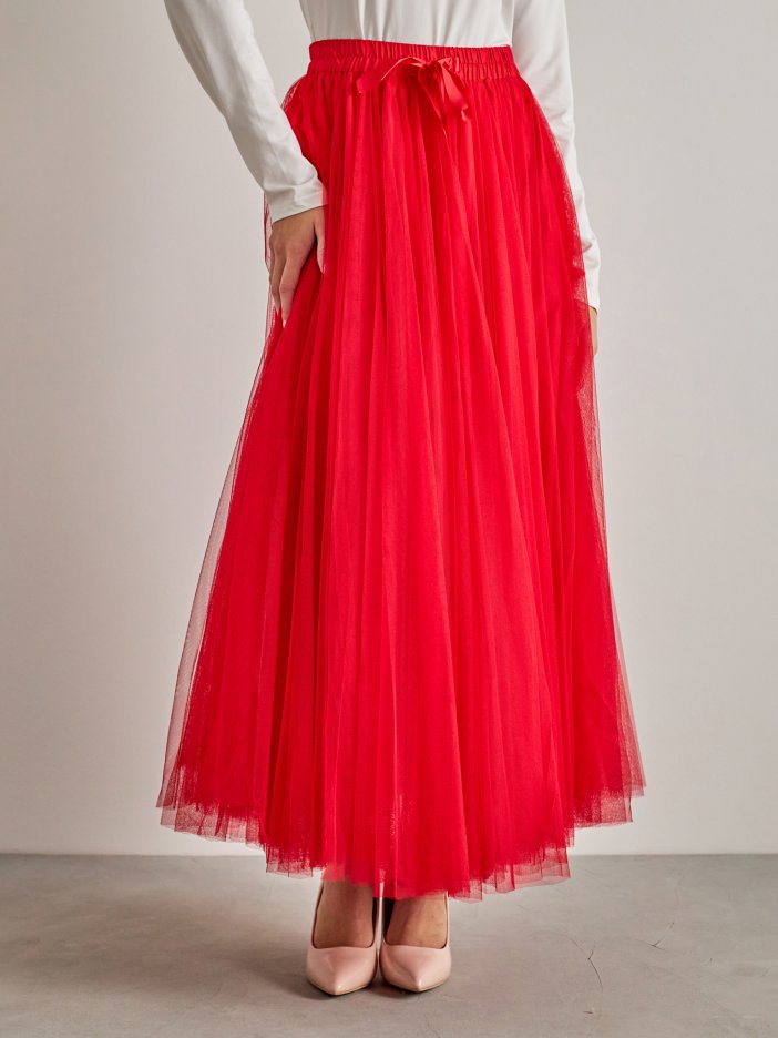 Červená tylová sukňa Lia