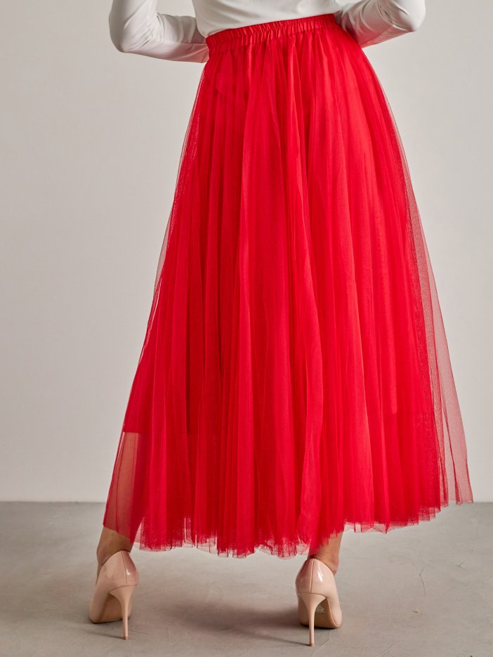 Červená tylová sukně Lia