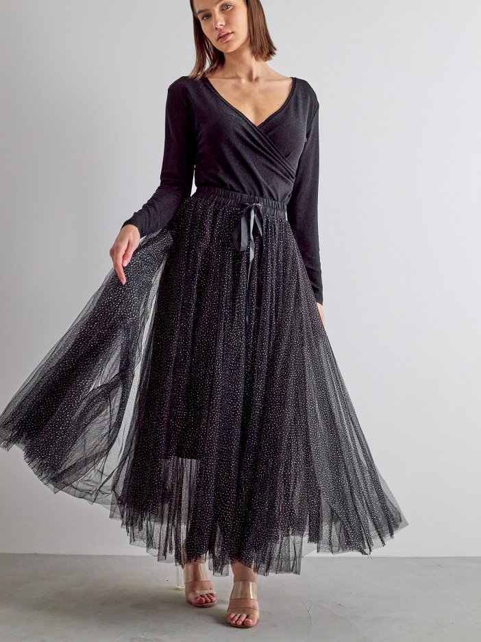 Čierna tylová sukňa Lianna