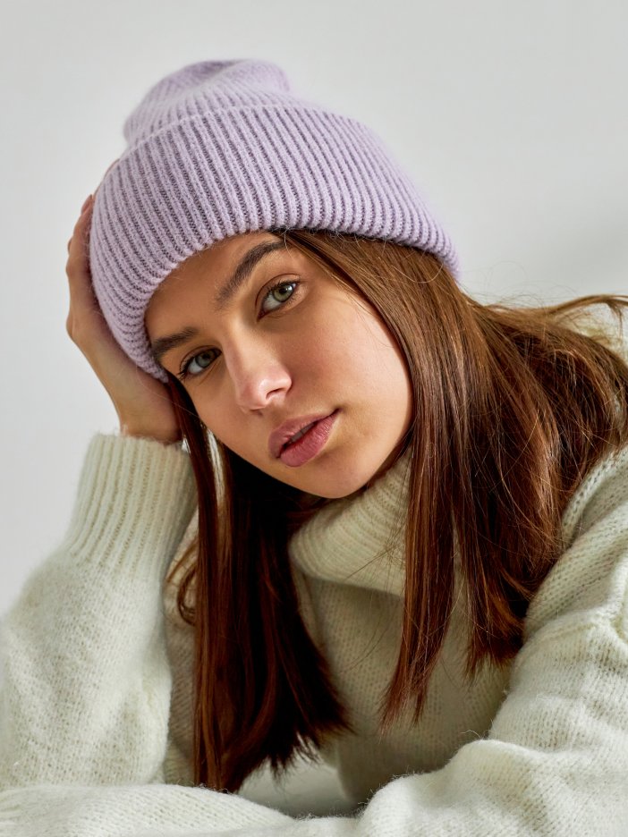 Purple knitted winter hat Kertie