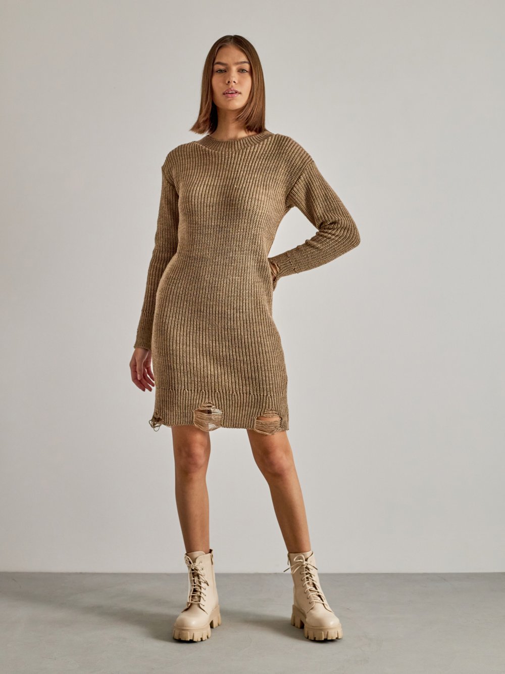 Brown knitted dress Viola
