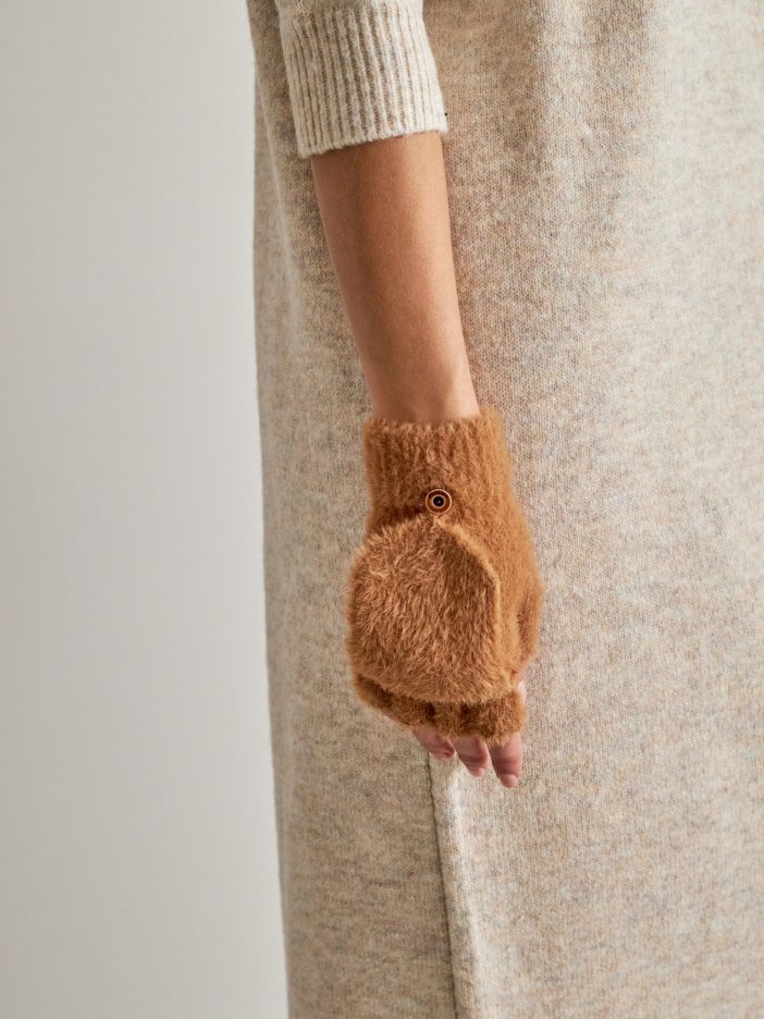 Hnedé rukavice Fluffy