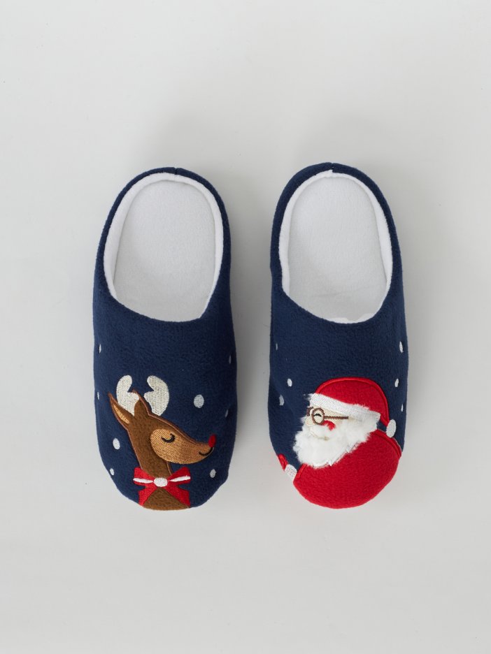 Modré pantofle Santa