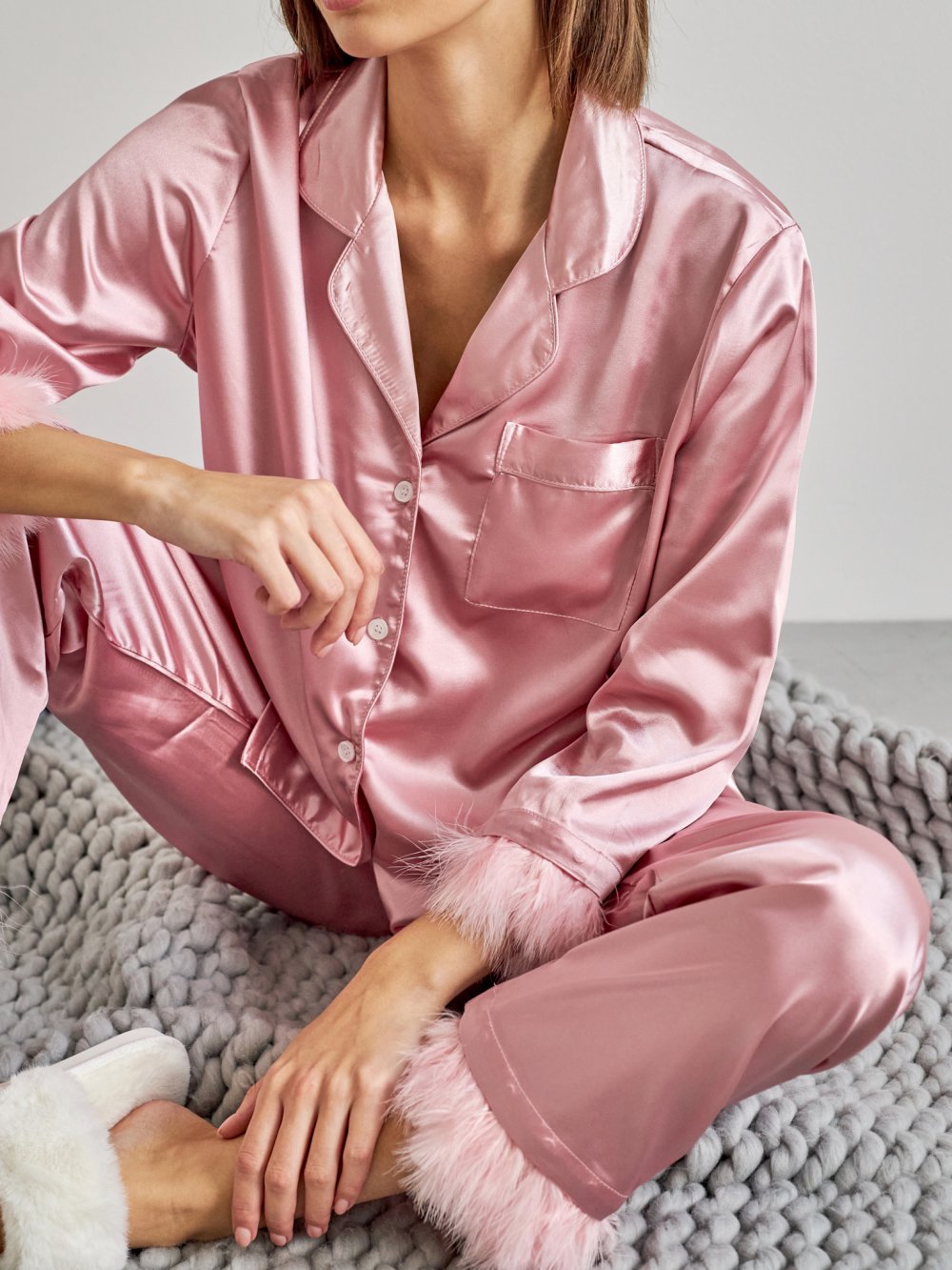 Ružové saténové pyžamo Posh