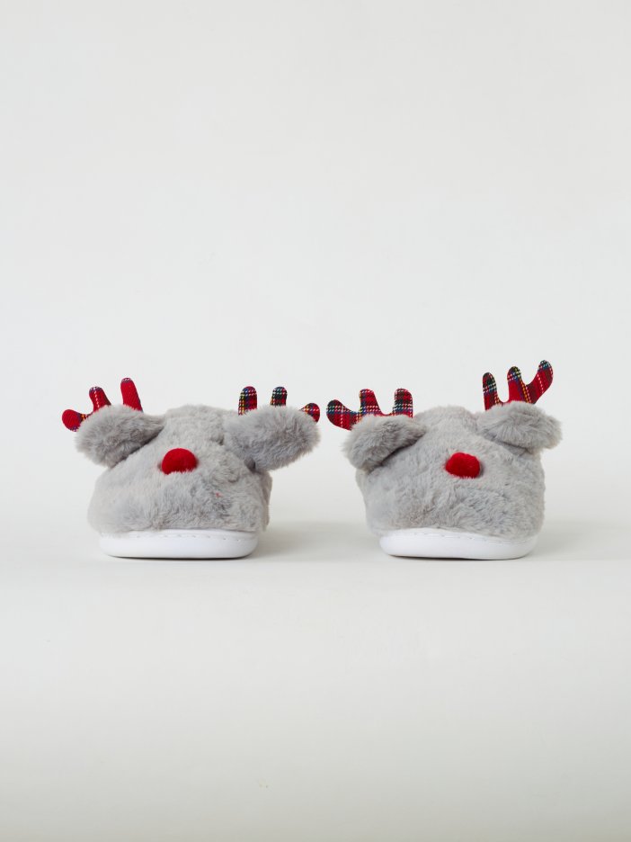 Gray slippers Reindeer