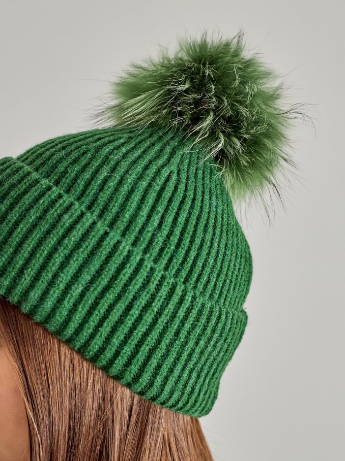 Green knitted winter hat Marly