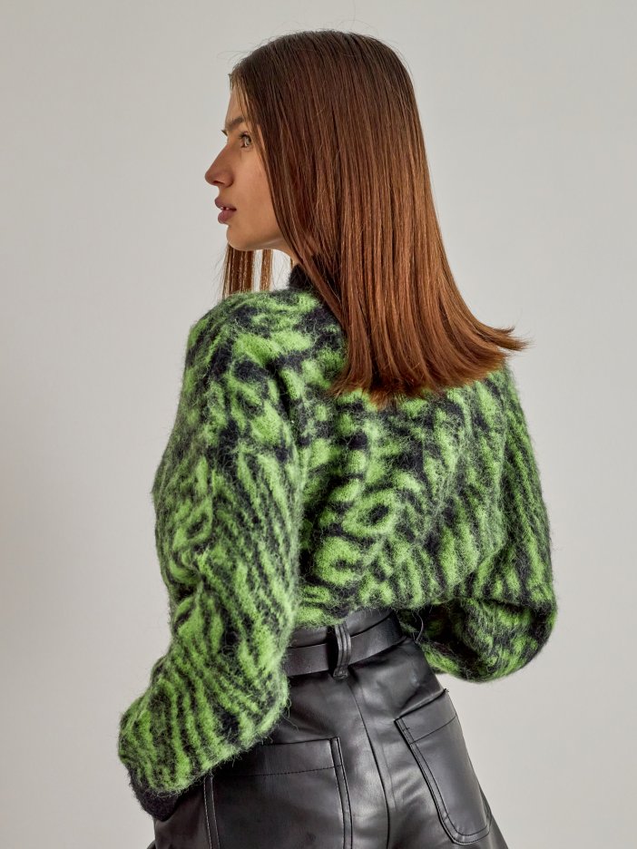 Zelený vzorovaný sveter Amanza