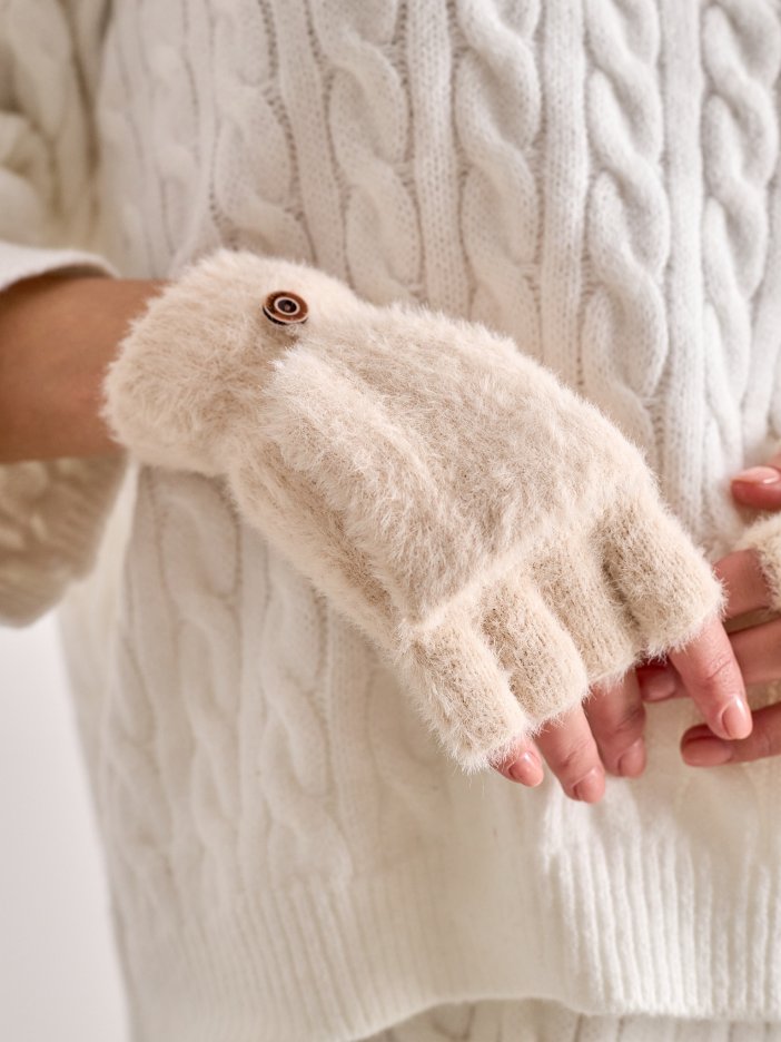 Béžové rukavice Fluffy