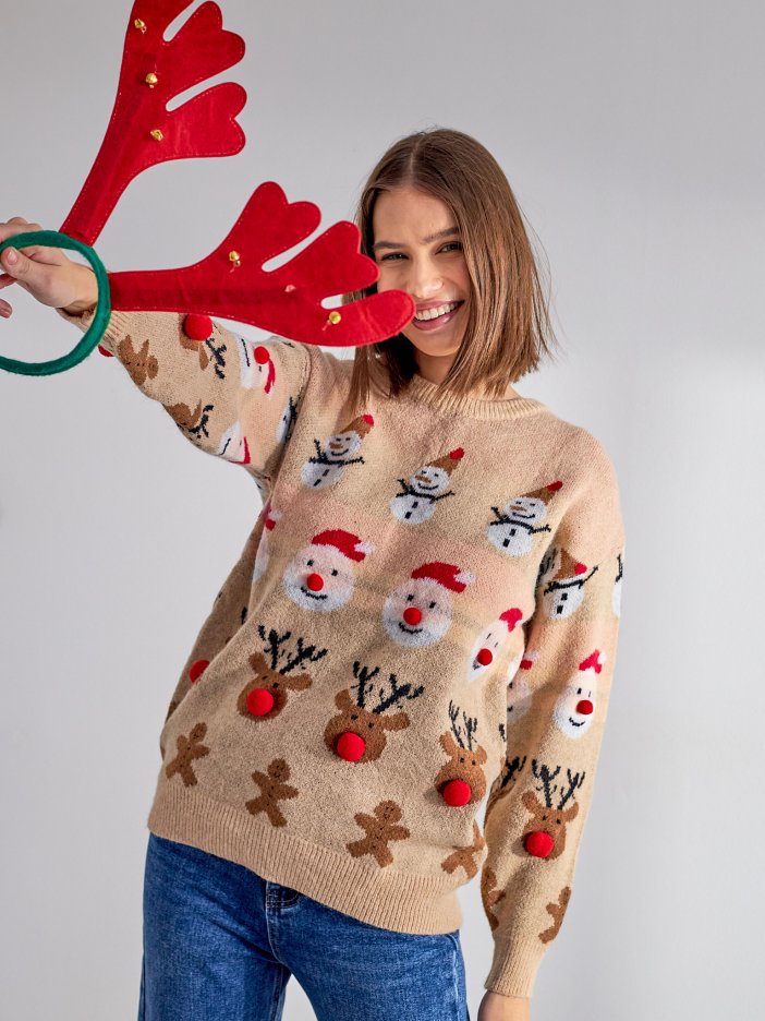 Béžový pletený svetr Santa