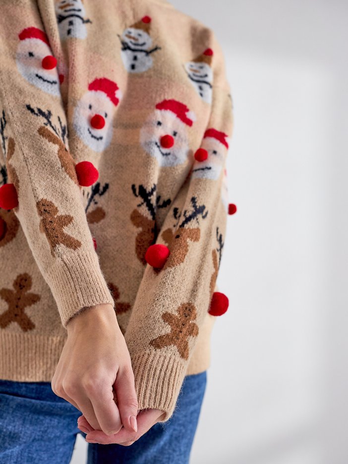 Béžový pletený svetr Santa