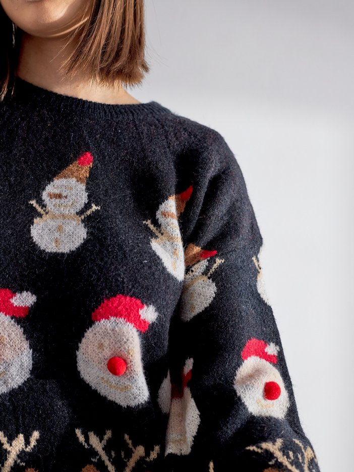 Černý pletený svetr Santa