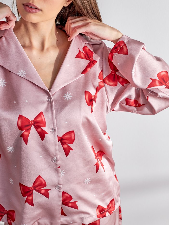 Ružové saténové pyžamo Bella