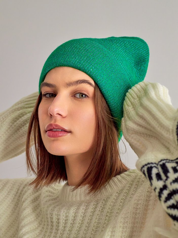 Green knitted winter hat Autry